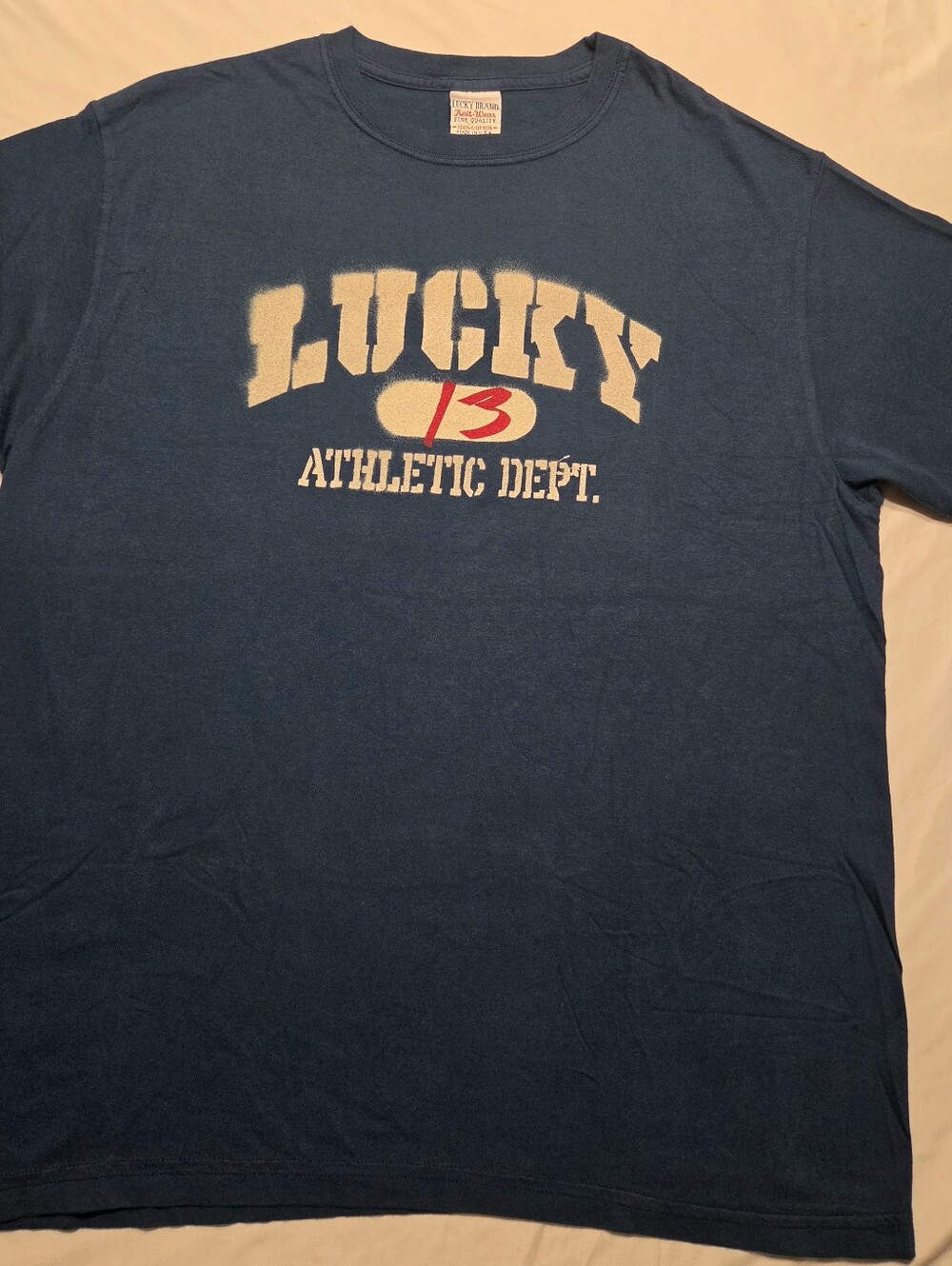 Lucky Brand Navy Short-Sleeve Graphic Tee with White & Red Logo